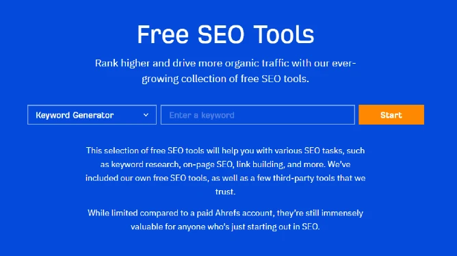 SEO tools can be used for free Ahrefs free SEO tool